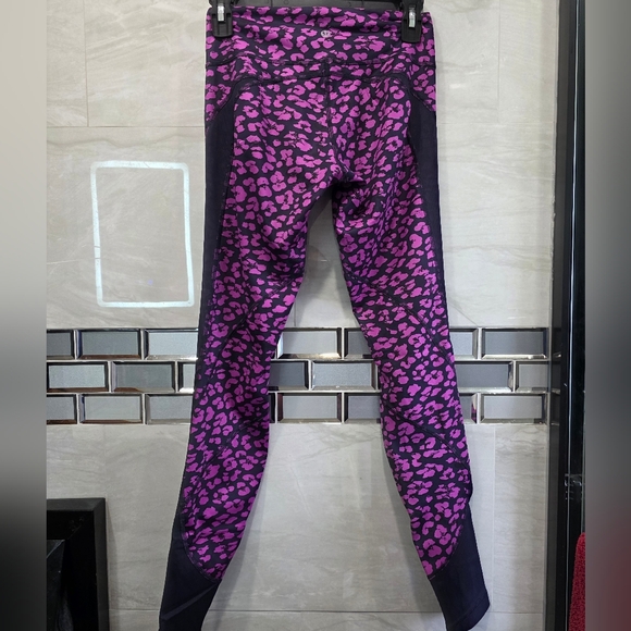 Lululemon Athletica Purple & Black Leopard Print High-Rise Leggings - Picture 2 of 8